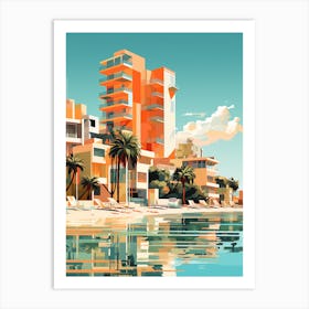 Abstract Illustration Of St Pete Beach Florida Orange Hues 3 Art Print