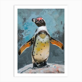 Galapagos Penguin Isabela Island Colour Block Painting 1 Art Print