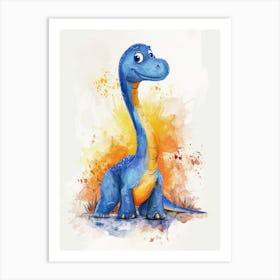 Cute Troodon Dinosaur Watercolour 1 Art Print