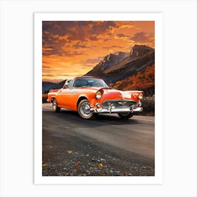 Ford Thunderbird At Sunset Art Print