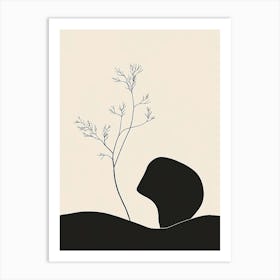 Tree And A Rock Art Print