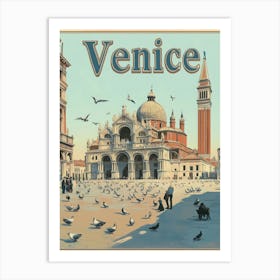 Aihrgdesign A Classic 1960s Travel Poster For Venice 4 Art Print