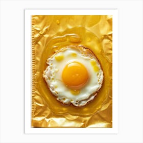 Glossy Fried Egg Resting On A Textured Signal Yellow Sheet Yolk Shining With A Reflective Sheen Eg Art Print