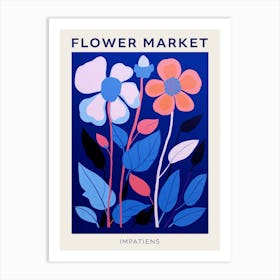 Blue Flower Market Poster Impatiens 2 Art Print