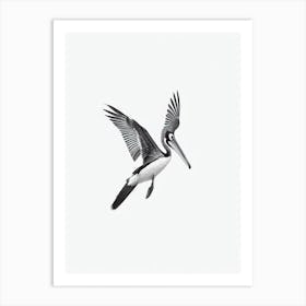 Brown Pelican B&W Pencil Drawing 1 Bird Art Print
