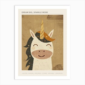 Cute Starry Unicorn Muted Pastels 3 Poster Art Print