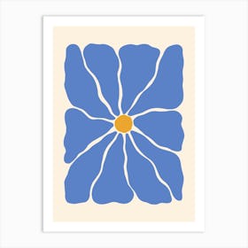 Abstract Flower 01 - Blue Art Print