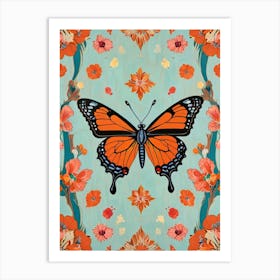 Butterfly And Flowers 1 Art Print