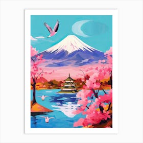 Japan Mount Fuji Travel Cherry Blossoms Painting Art Print