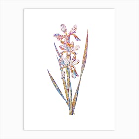 Stained Glass Yellow Banded Iris Mosaic Botanical Illustration on White n.0362 Art Print