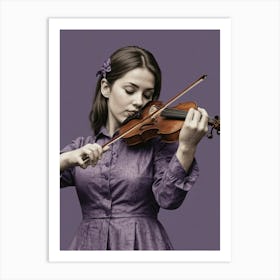 Violinist In Purple Dress Art Print