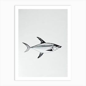 Marlin Black & White Drawing Art Print