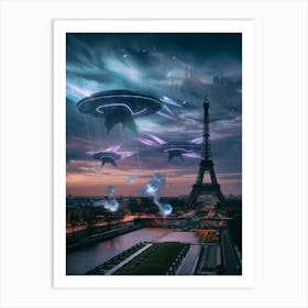 Spaceships Over Paris Art Print