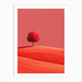 Tree In A Red Field Art Print