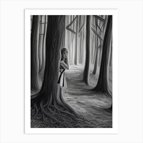 Girl In The Woods Art Print