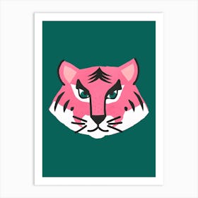 Pink Tiger Head Art Print