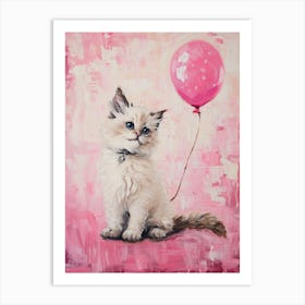 Cute Cat 3 With Balloon Art Print