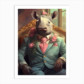 Rhino In A Suit 2 Art Print