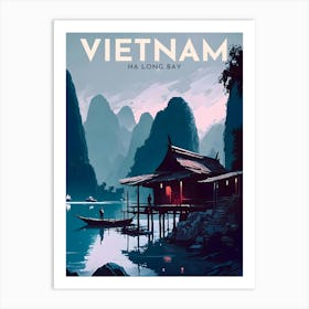 Ha Long Bay Vietnam Retro Travel Art Print