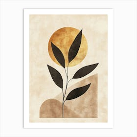 Sunset With A Leaf Art Print