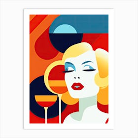 Woman and coctails Art Print