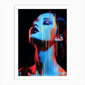 Neon Art Girl Portrait Art Print