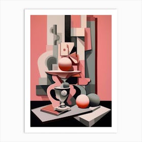 Pink Cubist Elegance Art Print