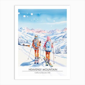 Heavenly Mountain   California Nevada Usa, Ski Resort Poster Illustration 0 Art Print