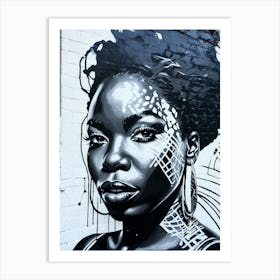 Graffiti Mural Of Beautiful Black Woman 15 Art Print