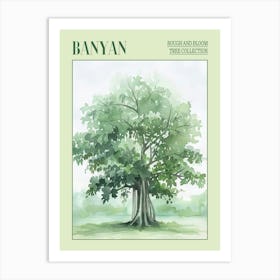 Banyan Tree Atmospheric Watercolour Painting 1 Poster Art Print