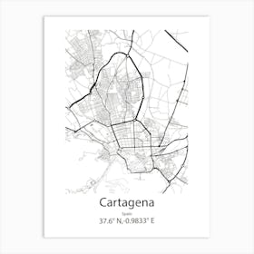 Cartagena,Spain Minimalist Map Art Print