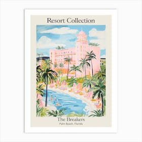 Poster Of The Breakers   Palm Beach, Florida   Resort Collection Storybook Illustration 1 Art Print