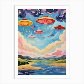 Ufos on the sky Art Print