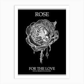 Black And White Rose Line Drawing 1 Poster Inverted Art Print