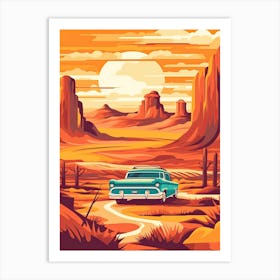 Vintage Car In The Desert 1 Art Print