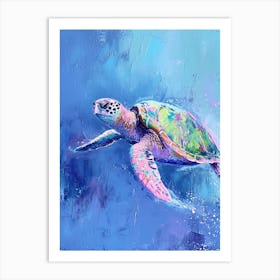 Impasto Pastel Sea Turtle Painting 2 Art Print