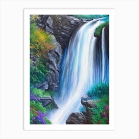Waterfall Waterscape Crayon 1 Art Print