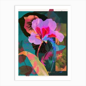 Cyclamen 3 Neon Flower Collage Art Print