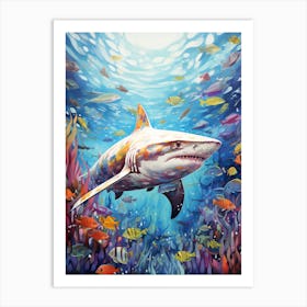  A Whitetip Reef Shark Vibrant Paint Splash 4 Art Print