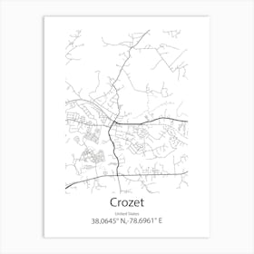 Crozet,United States Minimalist Map 1 Art Print