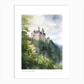 Neuschwanstein Castle 4 Watercolour Travel Poster Art Print