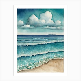 Watercolor Of A Beach Art Print