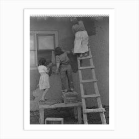 Untitled Photo, Possibly Related To General View Of Plastering Adobe House, Chamisal, New Mexico By Russell Lee Art Print