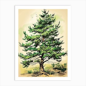 Yew Tree Storybook Illustration 2 Art Print