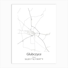 Glubczyce,Poland Minimalist Map Art Print