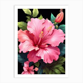 Pink Hibiscus Flower Art Print