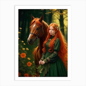 Irish Girl With Horse Art Print