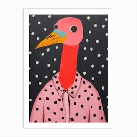 Pink Polka Dot Ostrich Art Print