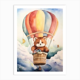 Baby Red Panda 1 In A Hot Air Balloon Art Print
