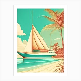 Bimini Bahamas Vintage Sketch Tropical Destination Art Print